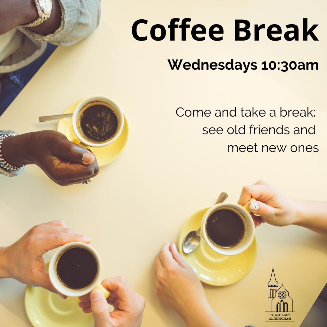 2 There are three cups of coffee on a cream table, with three sets of hands holdings them. It gives the impression of a relaxed group of people.
